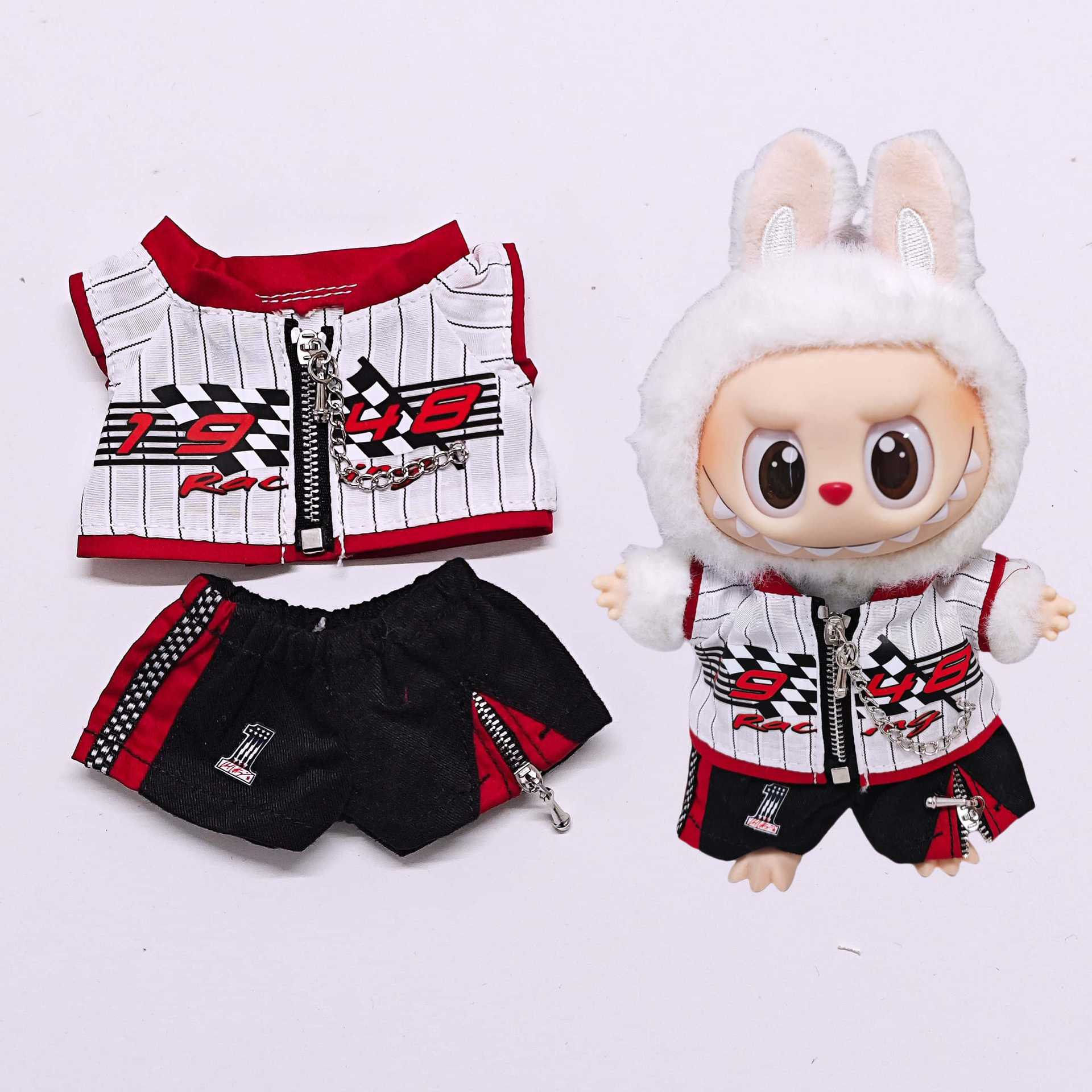 Labubu Clothes Fashion Racing Suit Pants Set Labubu Clothes Universal for First, Second, and Third Generations