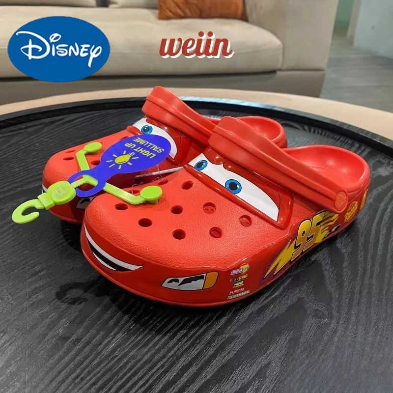 Disney Disney Lightning Mcqueen Pixar Flashing Light Outdoor Beach Slippers Cute Cartoon Anime Pool Anti Slip No95 Cars Slippers W250822