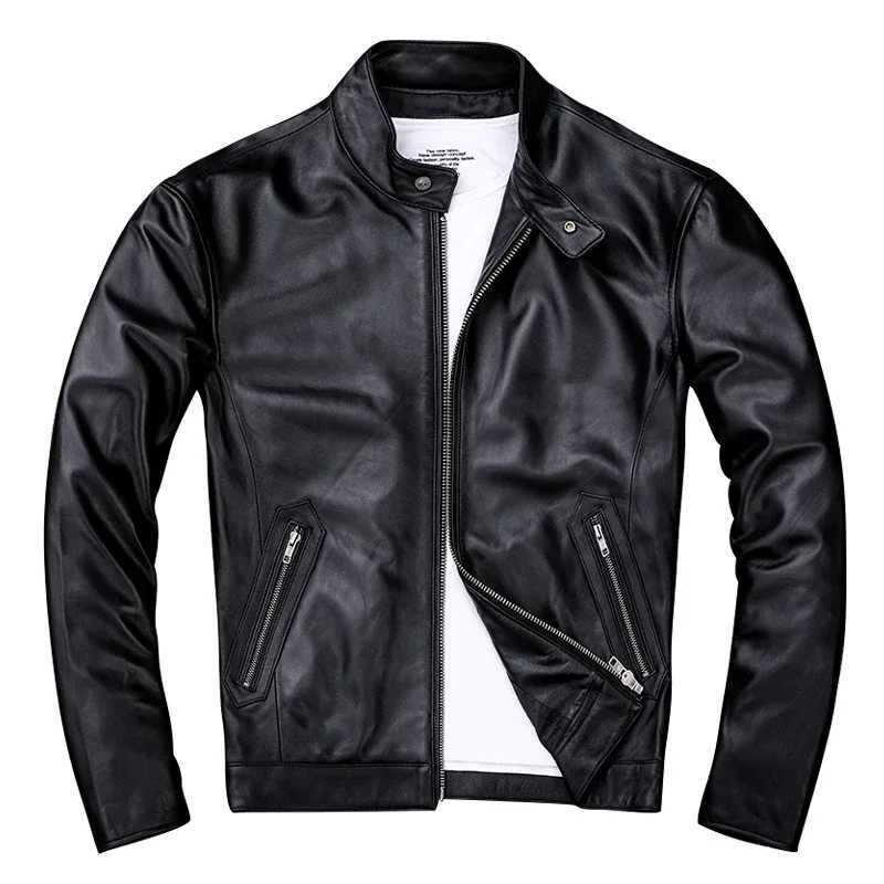 Spring Natural Genuine Leather for Men Motorcycle Slim Male Coat Mens Sheepskin Biker Fashion Clothing X250822