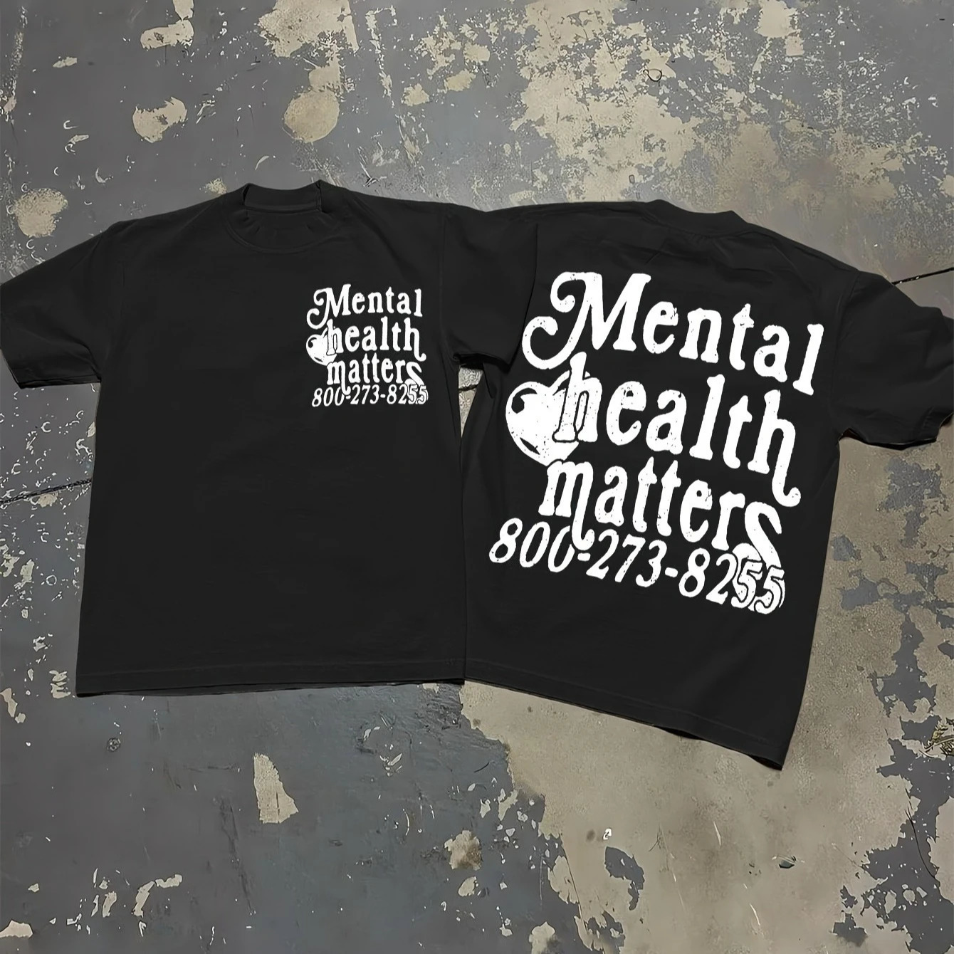 Men Women Summer Round Neck Short Sleeved Casual Cotton Print T-shirt MENTAL HEALTH MATTERS Letter Print Vintage Y2K Streetwear 250822