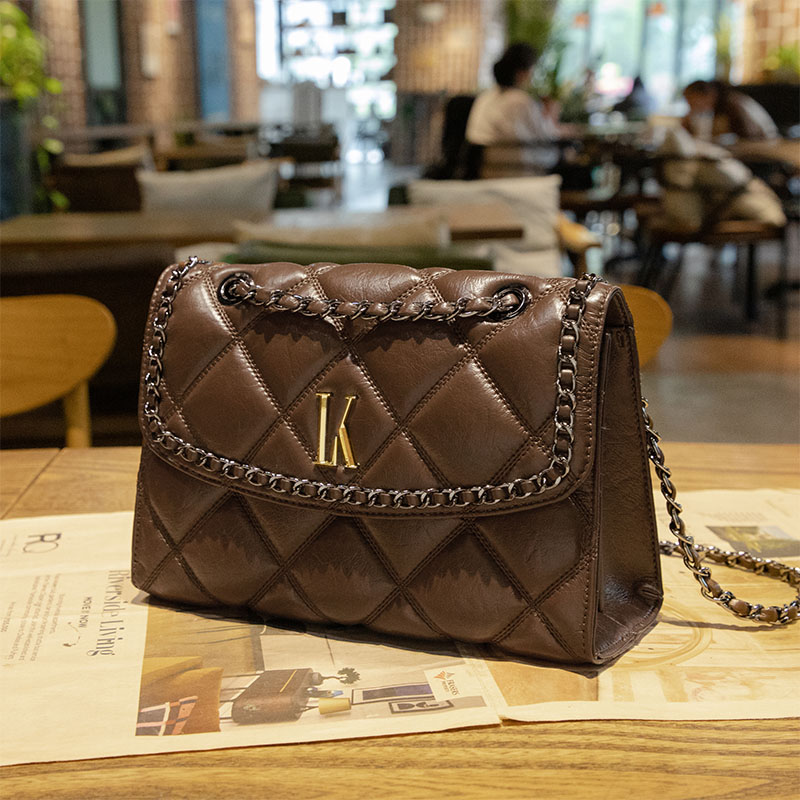 LORDLY KNACK designer light genuine leather casual tote high-quality vintage chain bag for woman