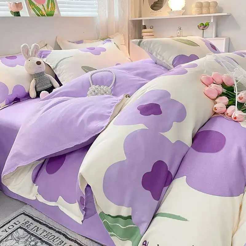 New Designer Matted Four-piece Set Thick Sheet Quilt Cover Summer Washed Cotton Student Three-piece Luxury Bedding G250822