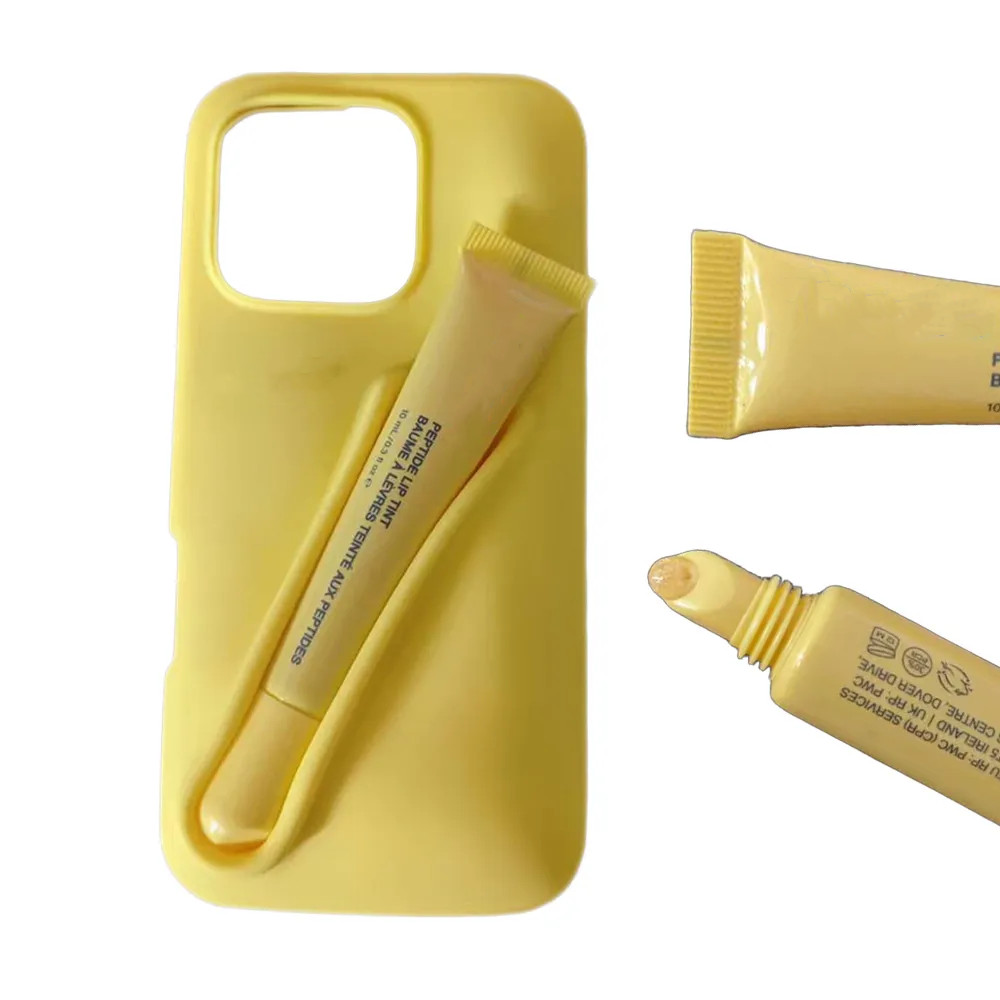 Original Lipstick Holder with Lip Glass Phone Case for iPhone 13 16 15 Pro Max 11 12 14 Plus Lip Balm Soft Silicone Cover