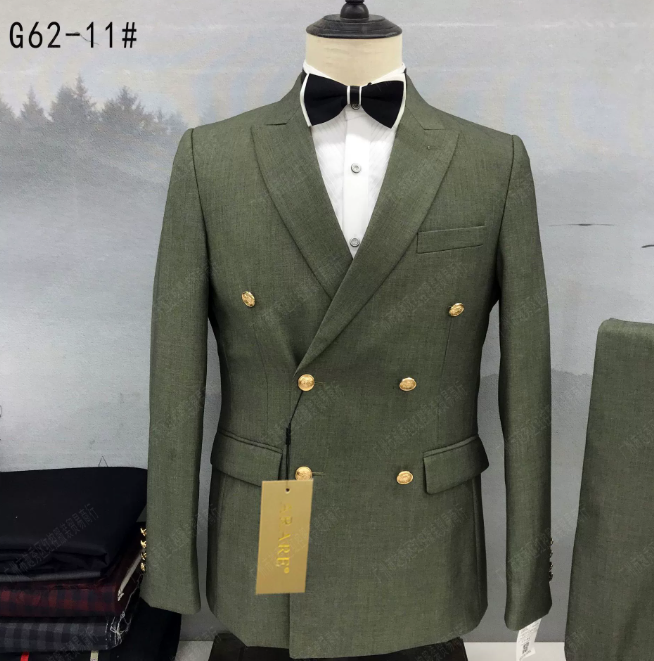 Men's Suits Blazers 2 Pcs Suit Set Blazers Jacket Pants / Fashion Men Casual Business Pure Color Double Breasted Groom Wedding Formal Dress Suit 