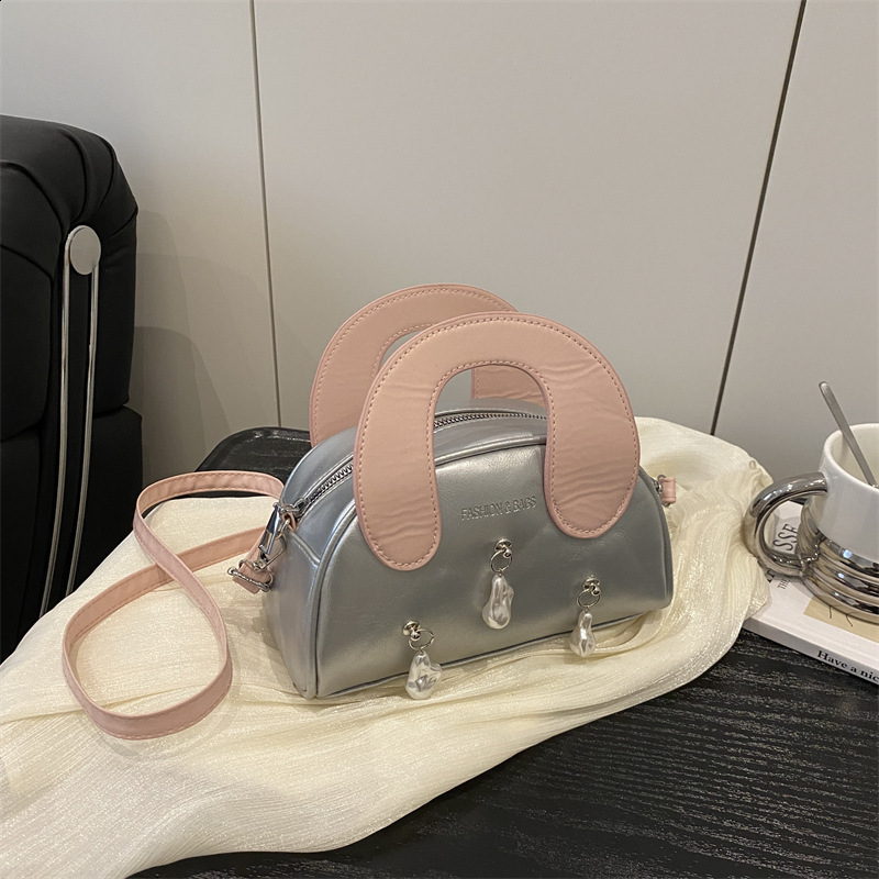 3Colors PU Leather Women Handbags Chic Zipper Bowling Pack Crossbody Bags Elegant Office Lady Small Clutches 241009