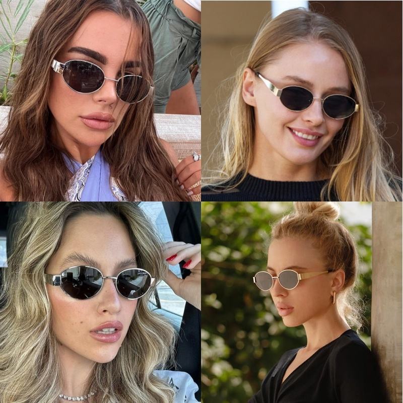 Lucky Hot Selling Fashion Vintage Gold Oval Metal Frame Sun Glasses Men Women Retro Shades Custom LOGO Designer Brand Sunglasses