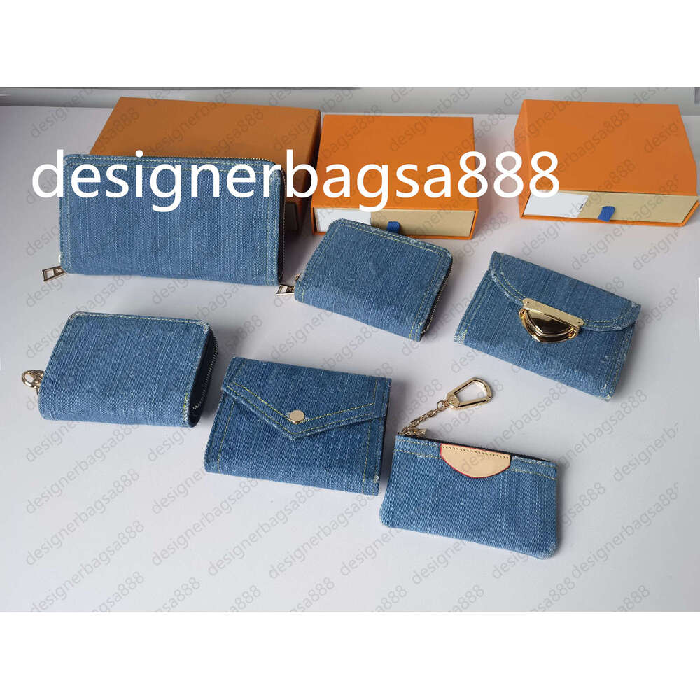 TOP Denim Designer Men's Women's Zipper Mini purse designer bag Card Coin Wallets Key Cards Holder Long Wallet short purses 82959 92961
