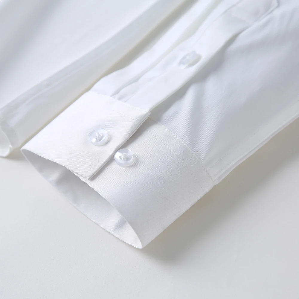 Mens Classic Non-iron Business Dress Shirt Without Pocket Slight Strech Standard-fit Wrinkle Free Long Sleeve Shirts 250822