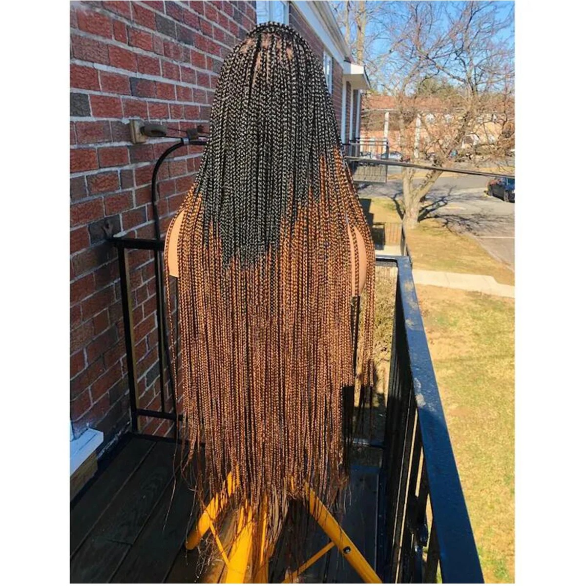 180% Density Ombre Brown Box Braided Wigs Pre Plucked Braids Lace Front Wigs for Black Women Glueless Micro Braids Synthetic African Replacement Hair