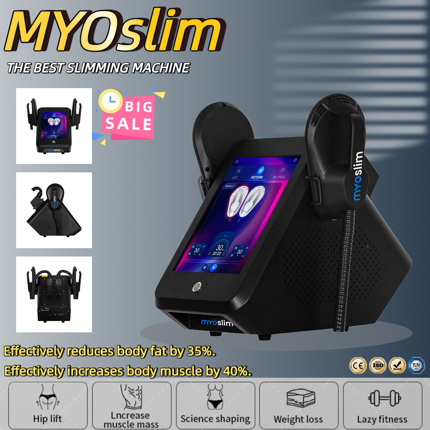 Portable MYOslim Neo Tesla RF 6500W Emstaix Muscle Stimulator Slimming Equipment Professional High-end Body Shaping Machin