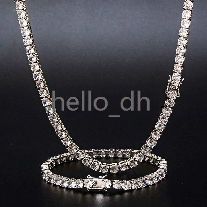 Hip Hop Choker Jewelry Tennis Chain Necklace for Women Iced Out moissanite Stone Tennis Necklace