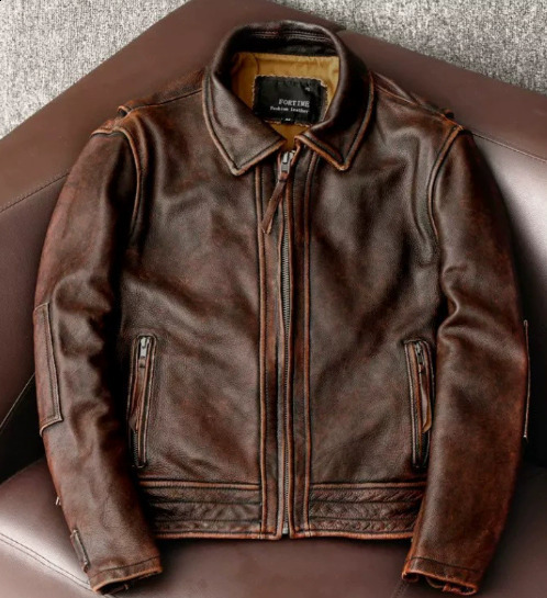 Mens genuine leather jacket retro brown 100% denim jacket mens ultra-thin fashionable motorcycle clothing Asian size S-6XL M697 direct 241017