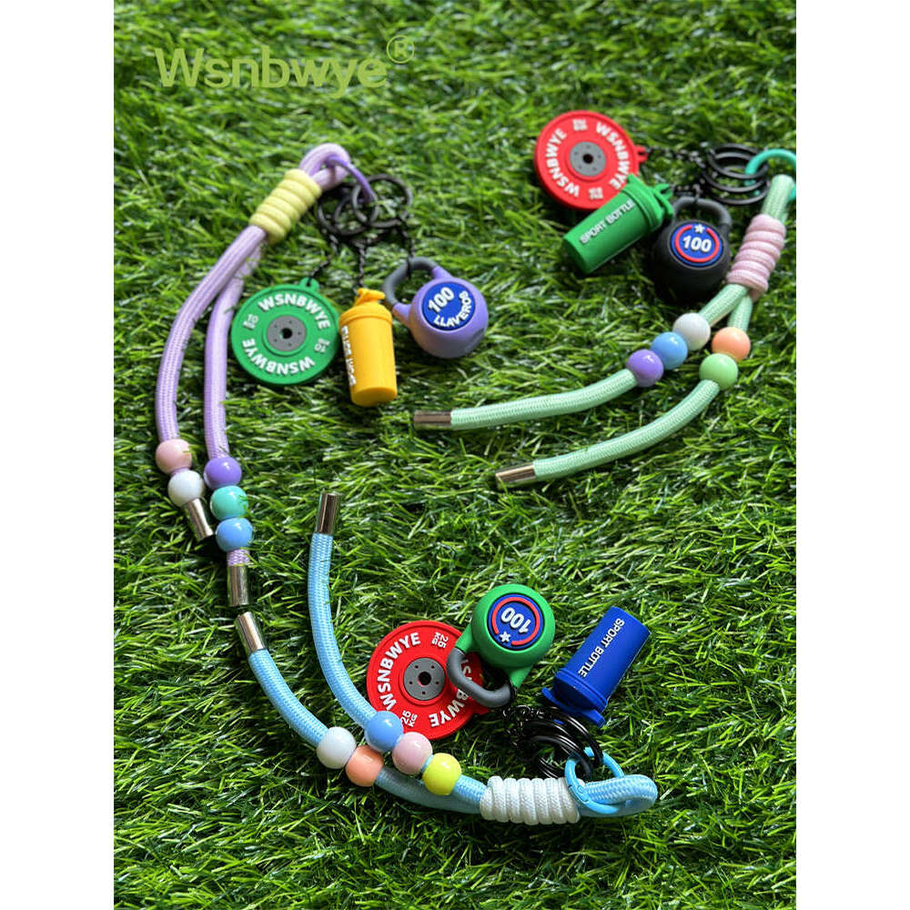 Designer Keychain Bag Charm Keychain Wallet PVC Silicone Mini Barbell Plate Sports Fiess Small Pendant Keychain Gift