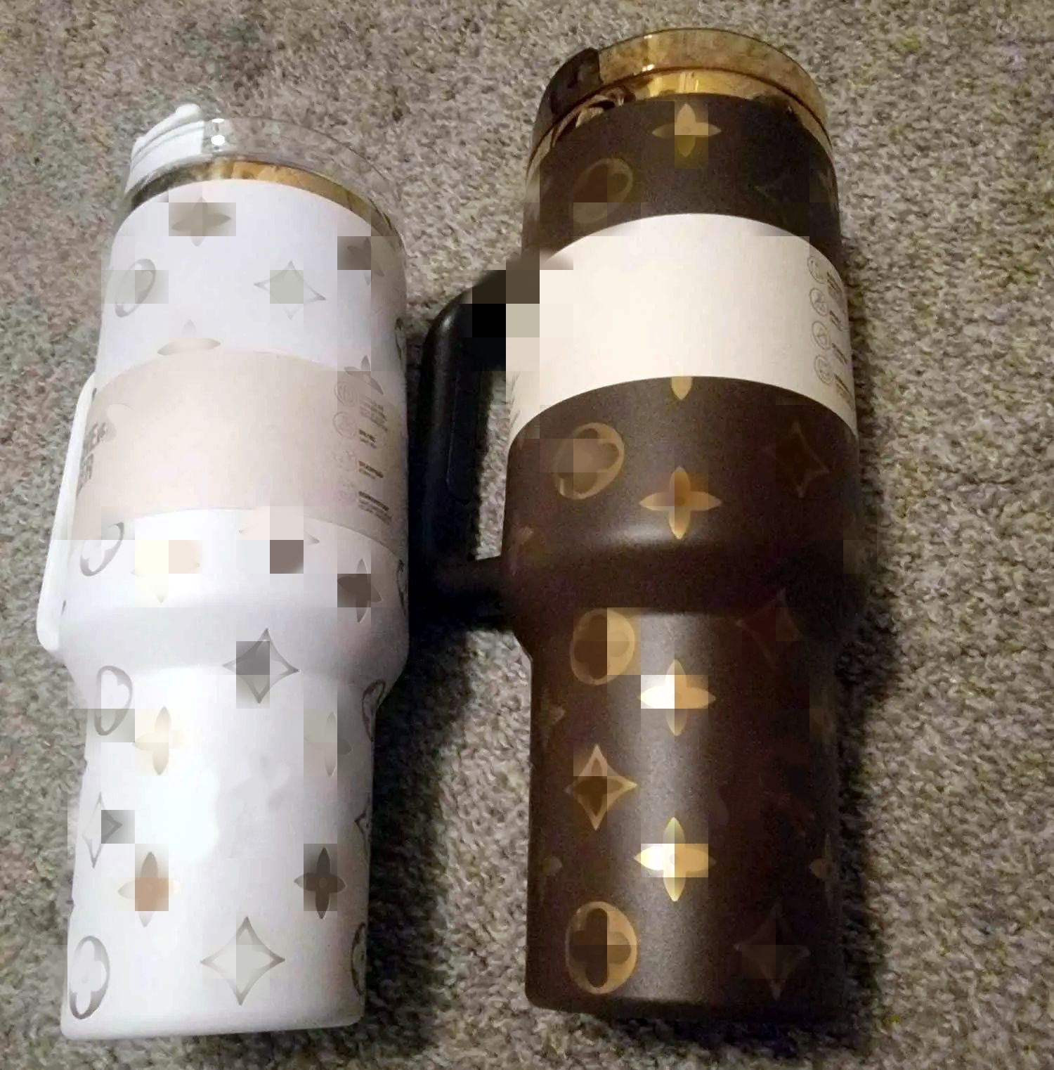 US Stock Designer 40oz Mugs Cups with Silicone handle Lid Straw Stainless Tumblers Tumblers Travel Tyla Leopard Keep Cold Vacuum Water Bottles Wholesale 0822