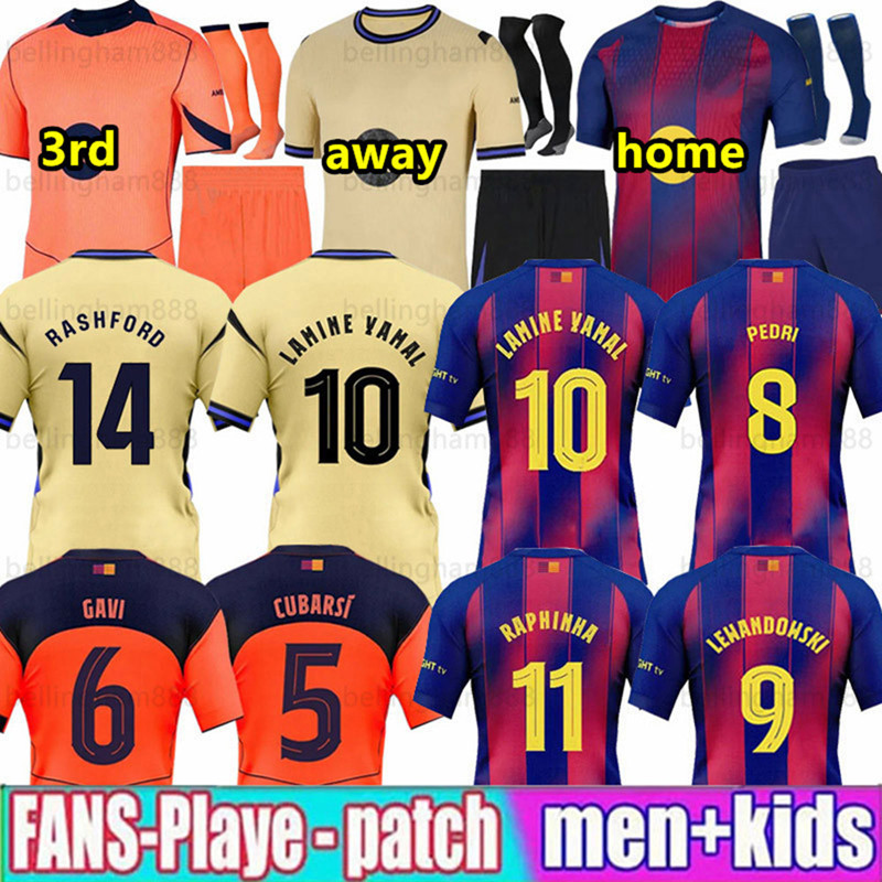 25 26 LAMINE YAMAL Barcelone Soccer Jerseys PEDRI GAVI Football Jersey Fan Player 2025 2026 BarcelonaTracksuit RAPHINHA LEWANDOWSKI Home away Men Kids kit uniforms