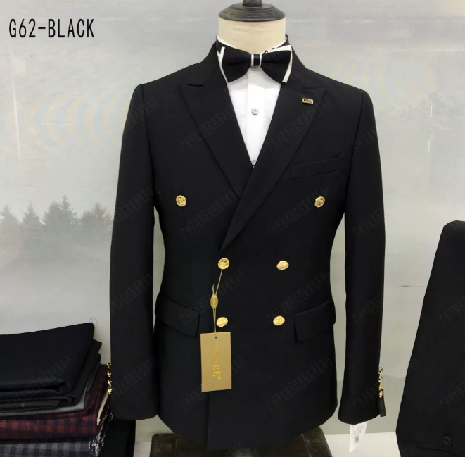 Men's Suits Blazers 2 Pcs Suit Set Blazers Jacket Pants / Fashion Men Casual Business Pure Color Double Breasted Groom Wedding Formal Dress Suit 