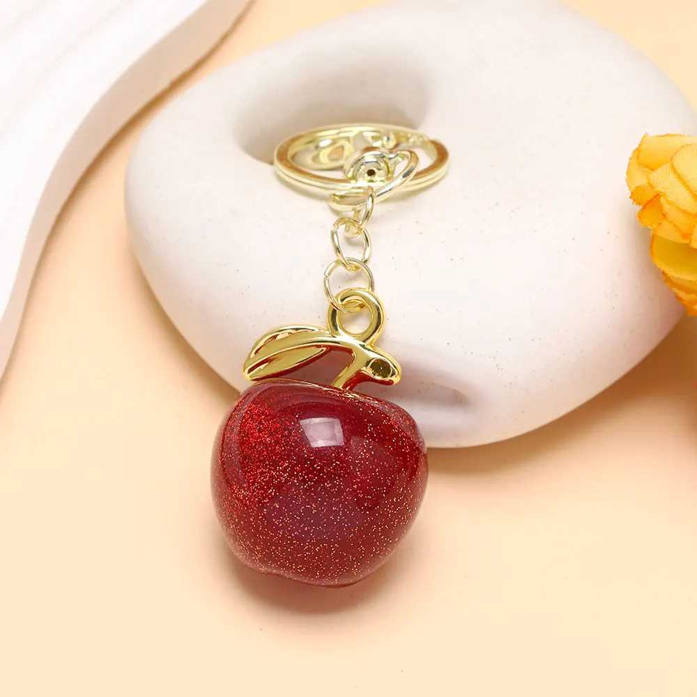 Crystal Apple Bag Charm Keychain Pendant Gift Creative Fruit Cherry Keyring Ladies Luggage Bag Decoration Bag Accessory L250822