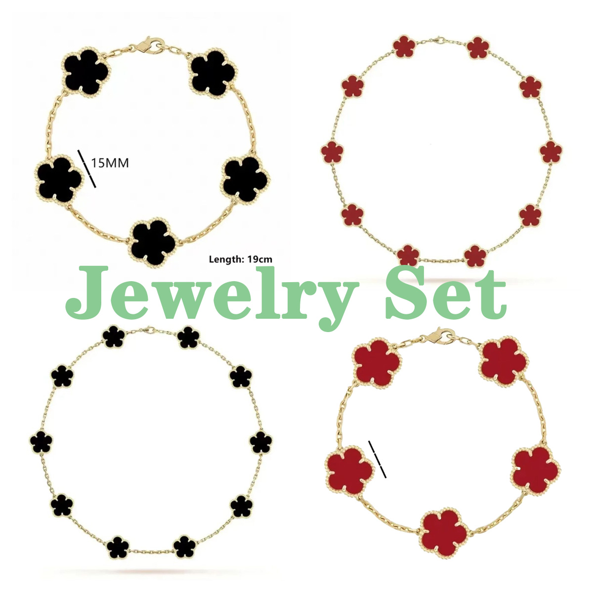 necklace jewelry necklaces designer Elegant Women's Jewelry Gift Classic Clovers Neckpiece Bangle Pair in Polished 18Karat Finish designer jewelry bracelet luxe