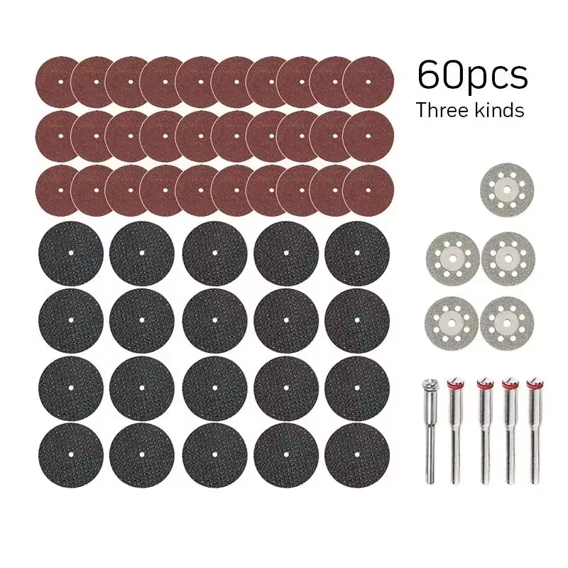 60PCS Diamond Cutting Wheel Set for Dremel Rotary Tool Mini Circular Saw Blades for Metal Wood Plastic Glass Craft DIY Projects