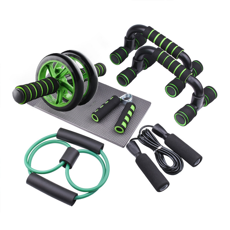 Abdominal Muscle Training Rollers, 5-In-1 Roller Kit Push-Up Bars, Handle Grips, Skipping Ropes, Home Gym Exercise Kits Suitable for Physical Training