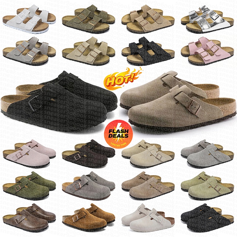 With Box Designer Slippers Sandals Slides Clogs Black Grey Brown White Suede Leather Buckle Sandal Slipper Beige flip flop Flat Sneakers