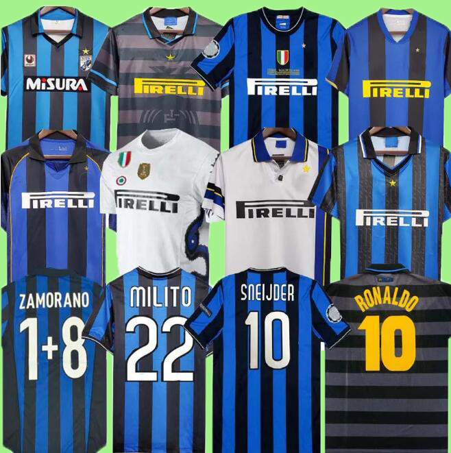 Inter Retro soccer jerseys 88 89 90 91 92 93 94 95 96 97 98 99 00 01 02 03 04 05 06 07 08 09 10 11 Ronaldo Figo ADRIANO Stankovic ZANETTI miLans long MILITO retrio football shirt