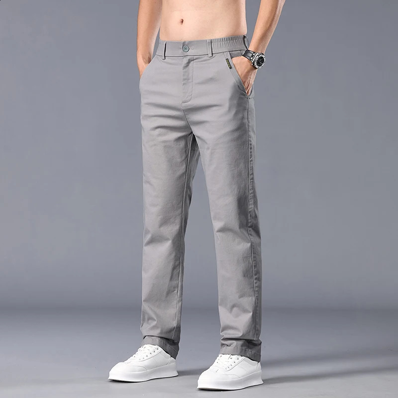 Casual Pants Men Straight Fit Stretch Autumn Chino Trousers Male Formal Work Business Dress Khaki Fashion Spring Pants 250821