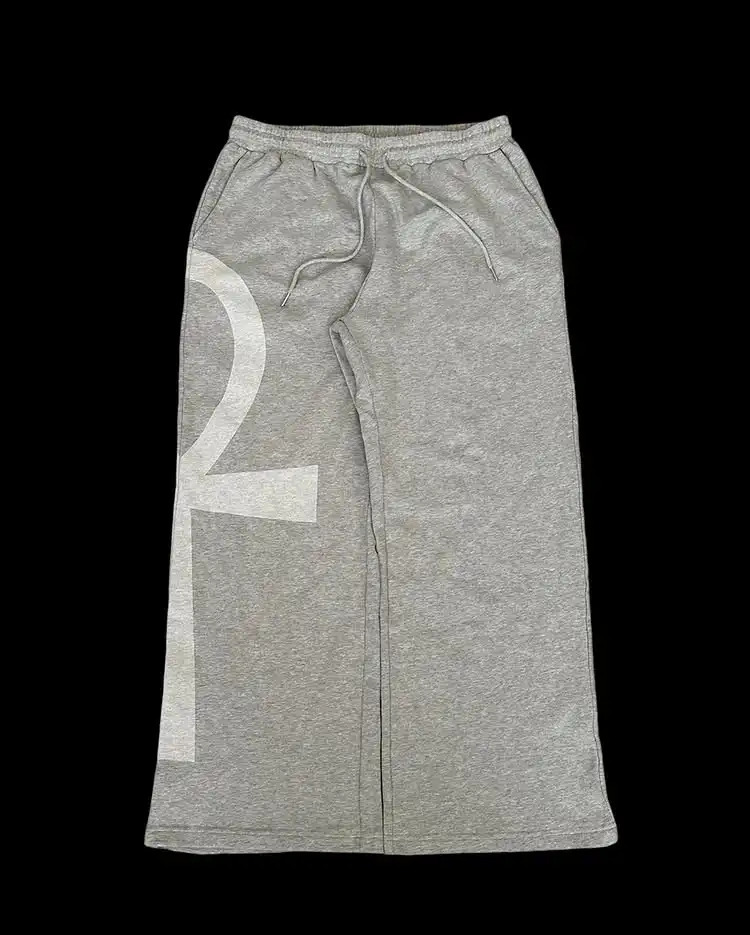 Streetwear Light Grey Jogger Sweatpants Men Women Long Pants Harajuku Gothic Graphic Print Casual Elastic Waist Baggy Trousers 250822