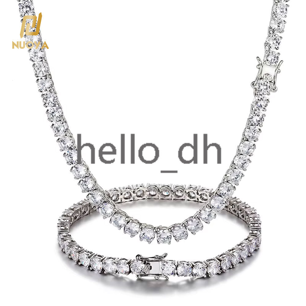 Hip Hop Choker Jewelry Tennis Chain Necklace for Women Iced Out moissanite Stone Tennis Necklace