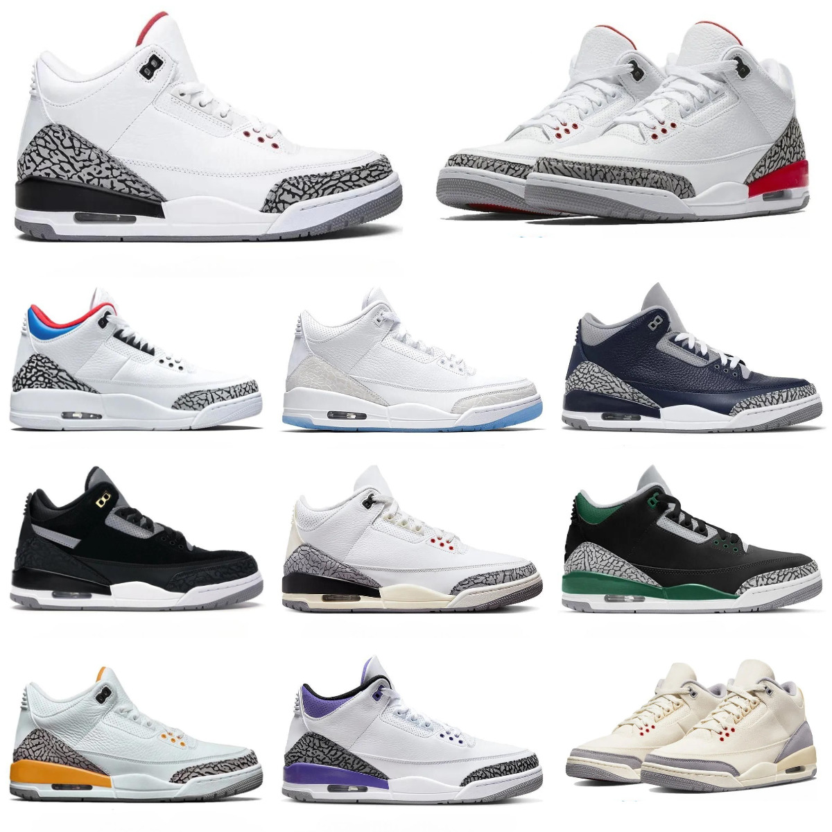 Trainers Men 3 J3 Basketball Shoes Jump Mans 3s Black Cat White Cement Wizards Fire Red FREE THROW LINE Outdoor Sports Lucky Pine Green Cardinal Designer Sneakers X581