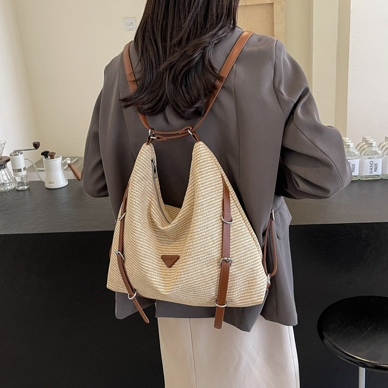 Women's Woven Straw Bag Large Capacity 2025 Summer New Single Shoulder Crossbody Bag Luxury Bag Designer Free Delivery Vacation Beach Bag Backpac