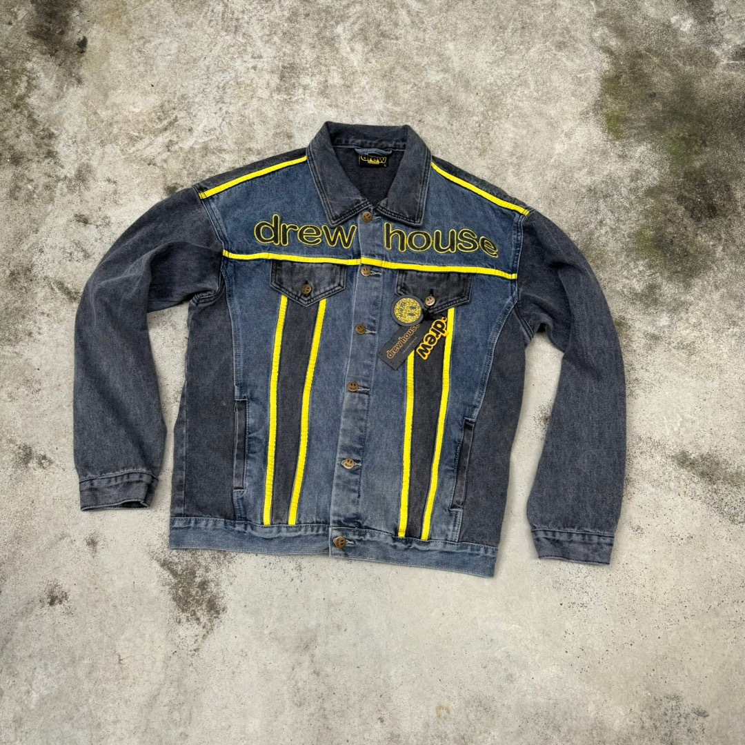 DREW HOUSE Jackets designer American denim with black and blue patchwork embroidered letters coats