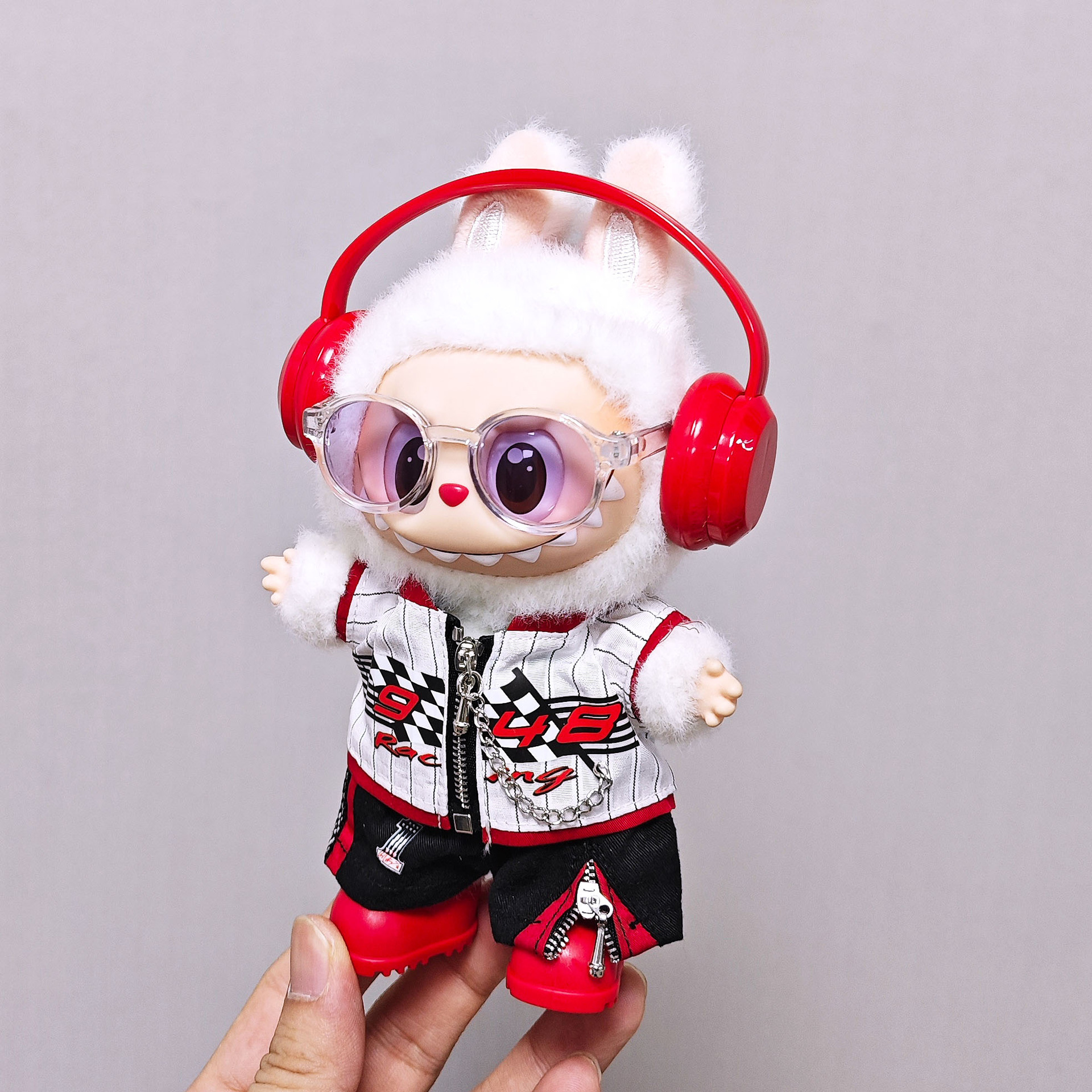 Labubu Clothes Fashion Racing Suit Pants Set Labubu Clothes Universal for First, Second, and Third Generations