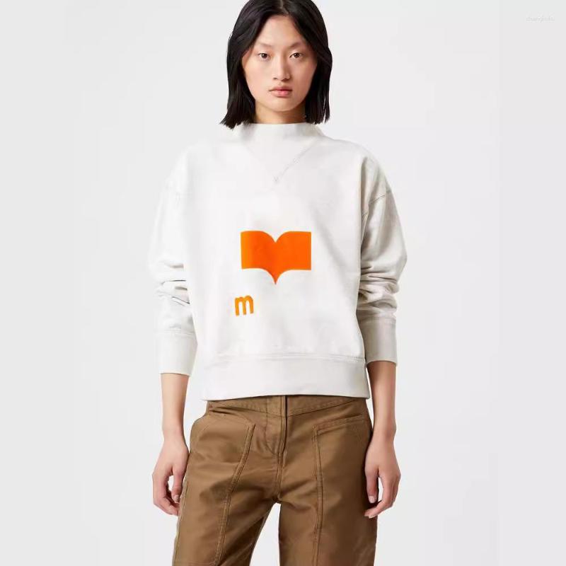 Womens Hoodies Clothes Elegant Autumn All-Match Letter Flocking Printed Sports Style Half-High Neck Loose Terry Sweater S251124