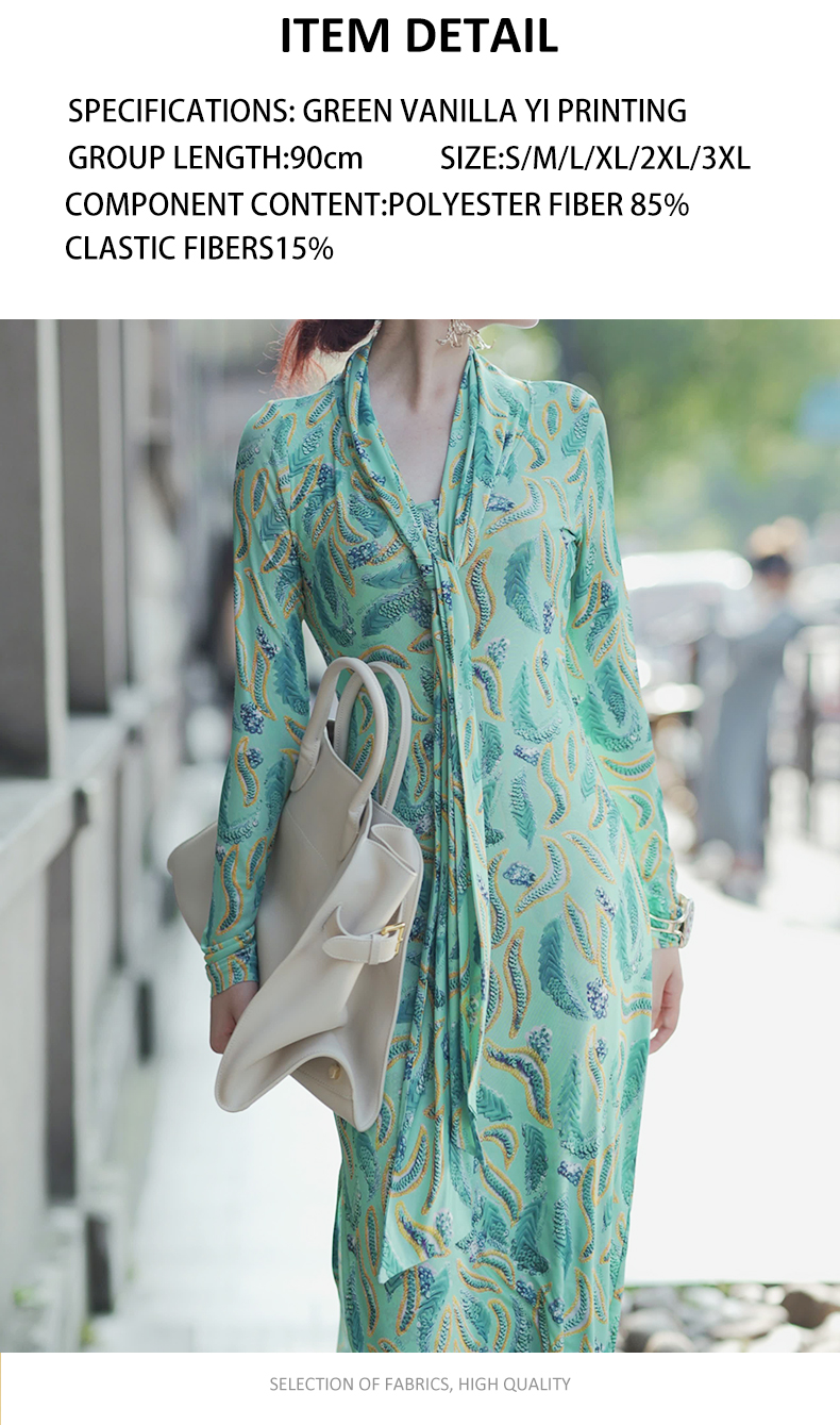 Summer new designer green vanilla memory dress for woman appears slim with a highend feel and a niche in party birthday activities festival be gift fo