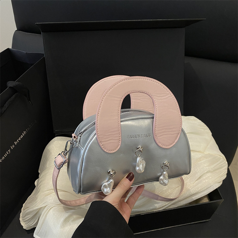 3Colors PU Leather Women Handbags Chic Zipper Bowling Pack Crossbody Bags Elegant Office Lady Small Clutches 241009