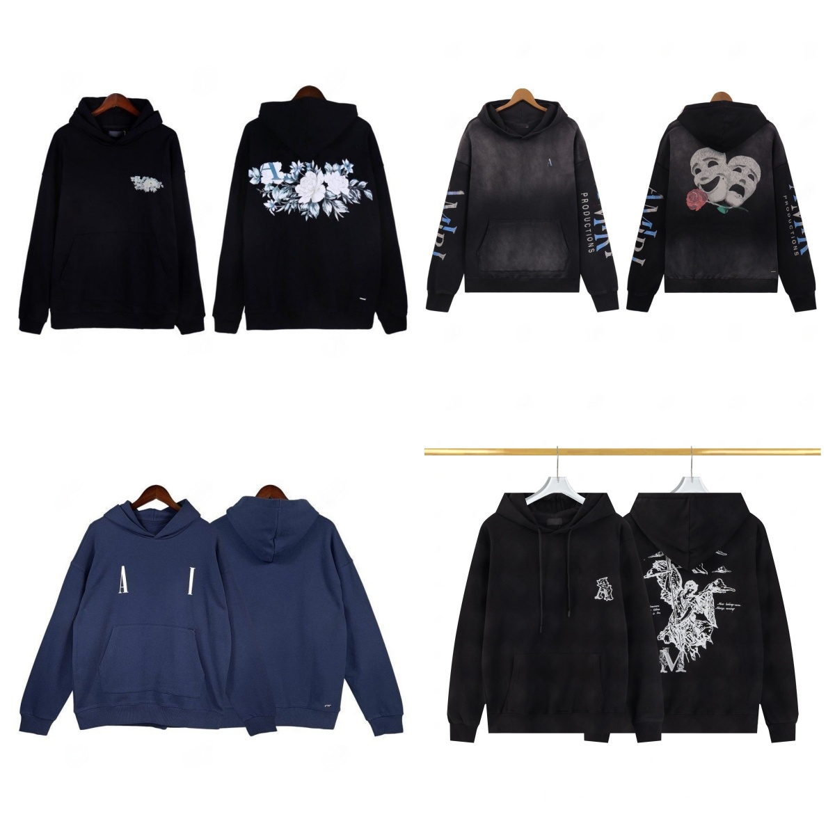 hoodies mens designer hoodie high street hip hop Rock pullover womens hoodies couples sweatshirts top Embroidery letter clothes jumpers pull black