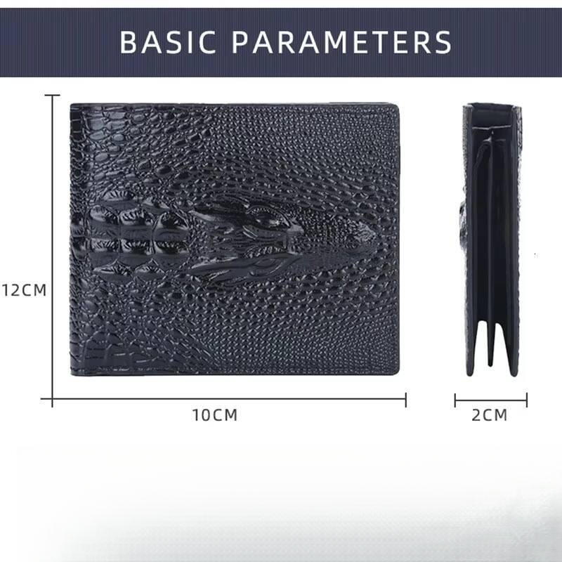 Short Men Wallets Zipper Coin Pocket Crocodile Pattern Men's Wallet Luxury Card Holder PU Leather Classic Male Purse ddmynov