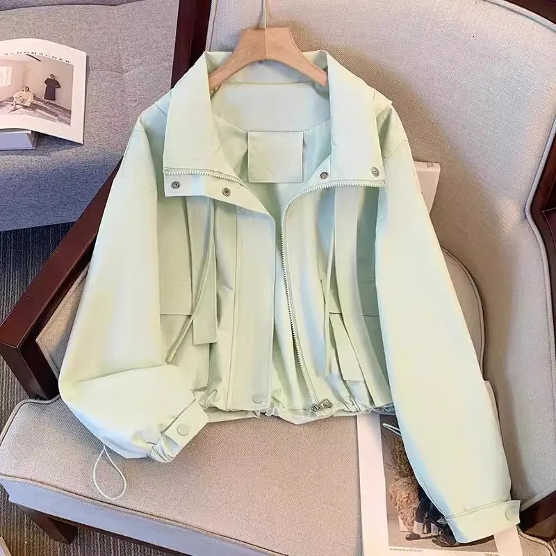 Fashion Hooded Jacket Womens Short Coat Spring Summer Oversize Loose Thin Windbreakers Student Outerwear ZipperUp Casual Tops 250822