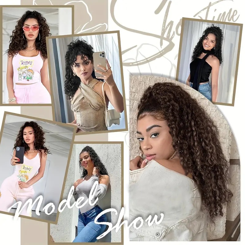 Ponytail Hair Extensions for Women With Small Curly Fluffy Brawstring Ponytail j15