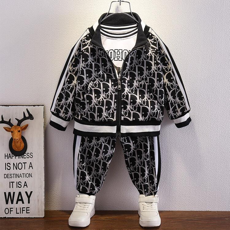 2025 Latest Boys Autumn Suit Handsome Zipper Two piece Trendy Kids' Clothing Wholesale