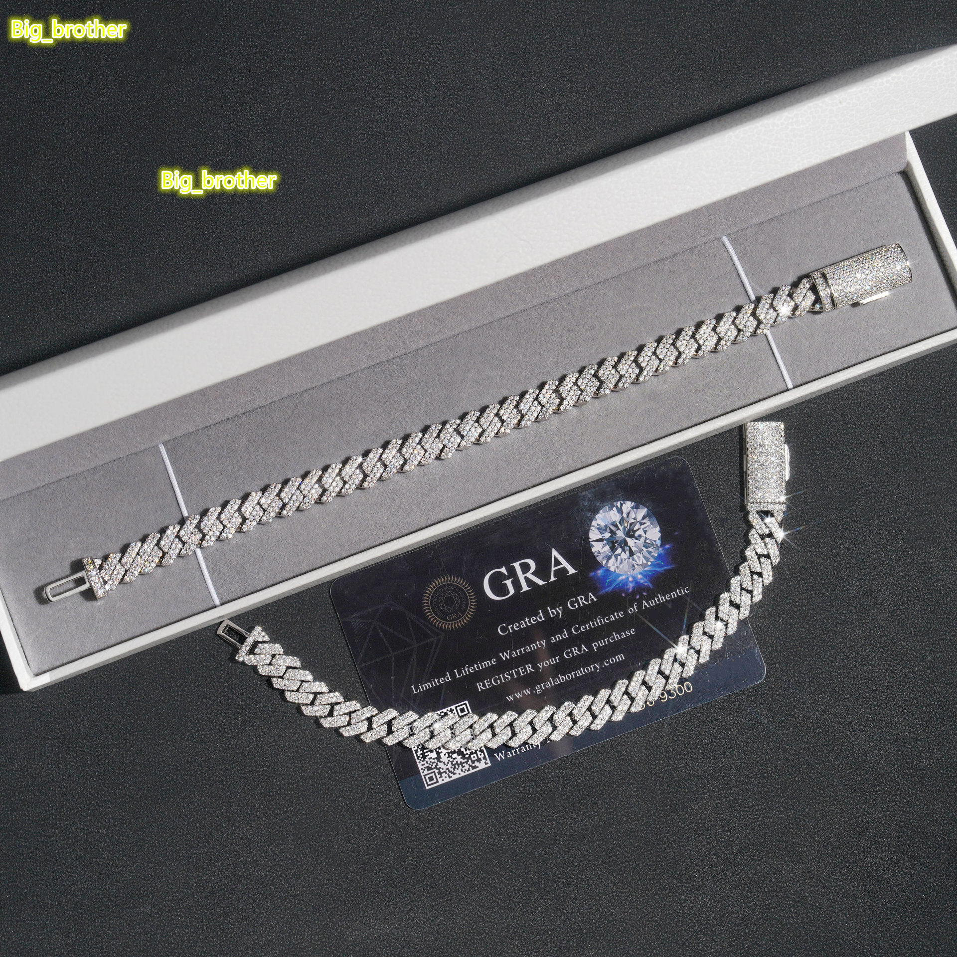 Hip Hop Rapper Jewelry 14MM Moissanite Diamond Chain 925 Sterling Silver Moissanite Cuban Bracelet