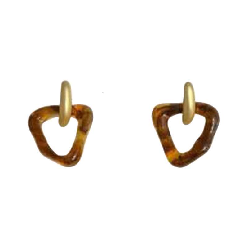 Fashion Jewelry Cute Brown Resin Metal Drop Post Earrings for Women Trendy New Styles Holiday Accessories Wholesale Gifts