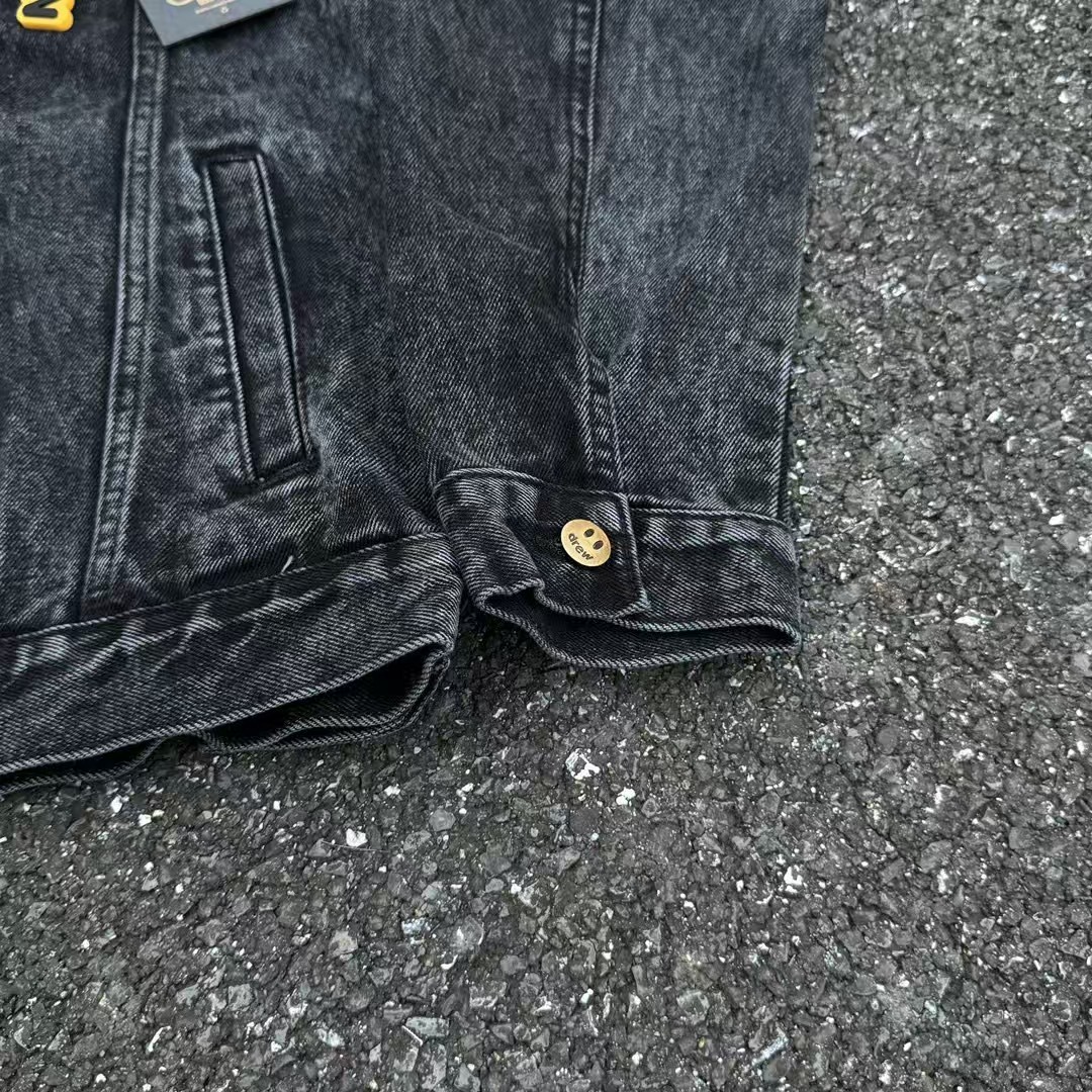 Drew House Men's Clothing autumn and winter designer American retro print loose denim jacket Smilingface