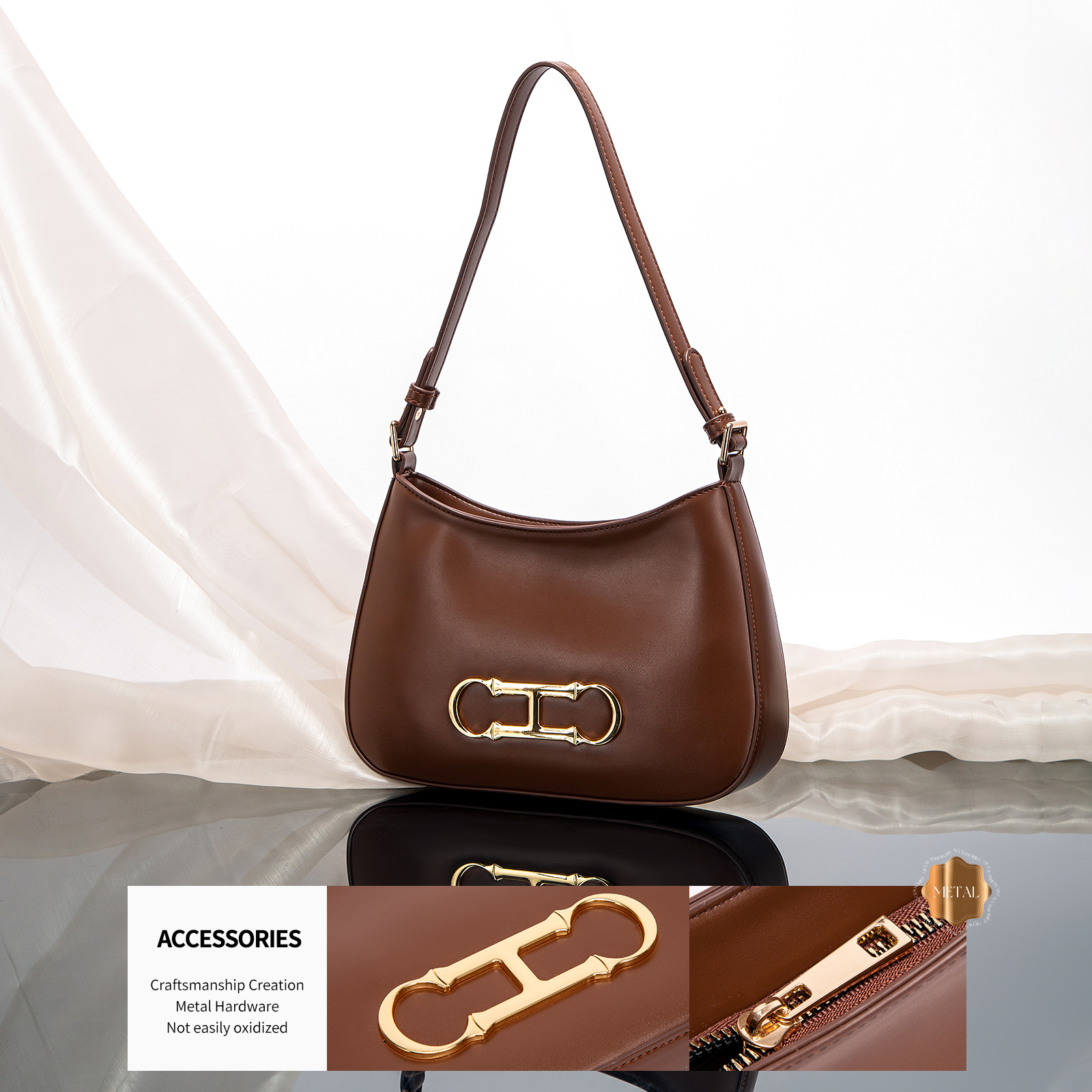 Solid Color Womens Designer Shoulder Bag with Alphabet Print - Versatile Casual Accessory