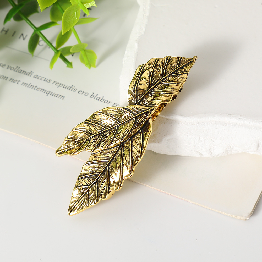 Fashion Alloy Leaf Texture Spring Bangs Clip Hairpin Women's Versatile Hair Accessory SY-8131