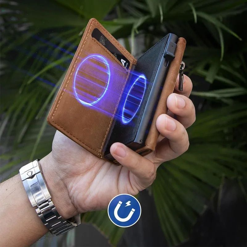 YAT Mens RFID AntiTheft Three Fold Wallet UltraThin with Zipper Coin Pocket Credit Card Clip Brush AntiMagnetic Card Bag 251023