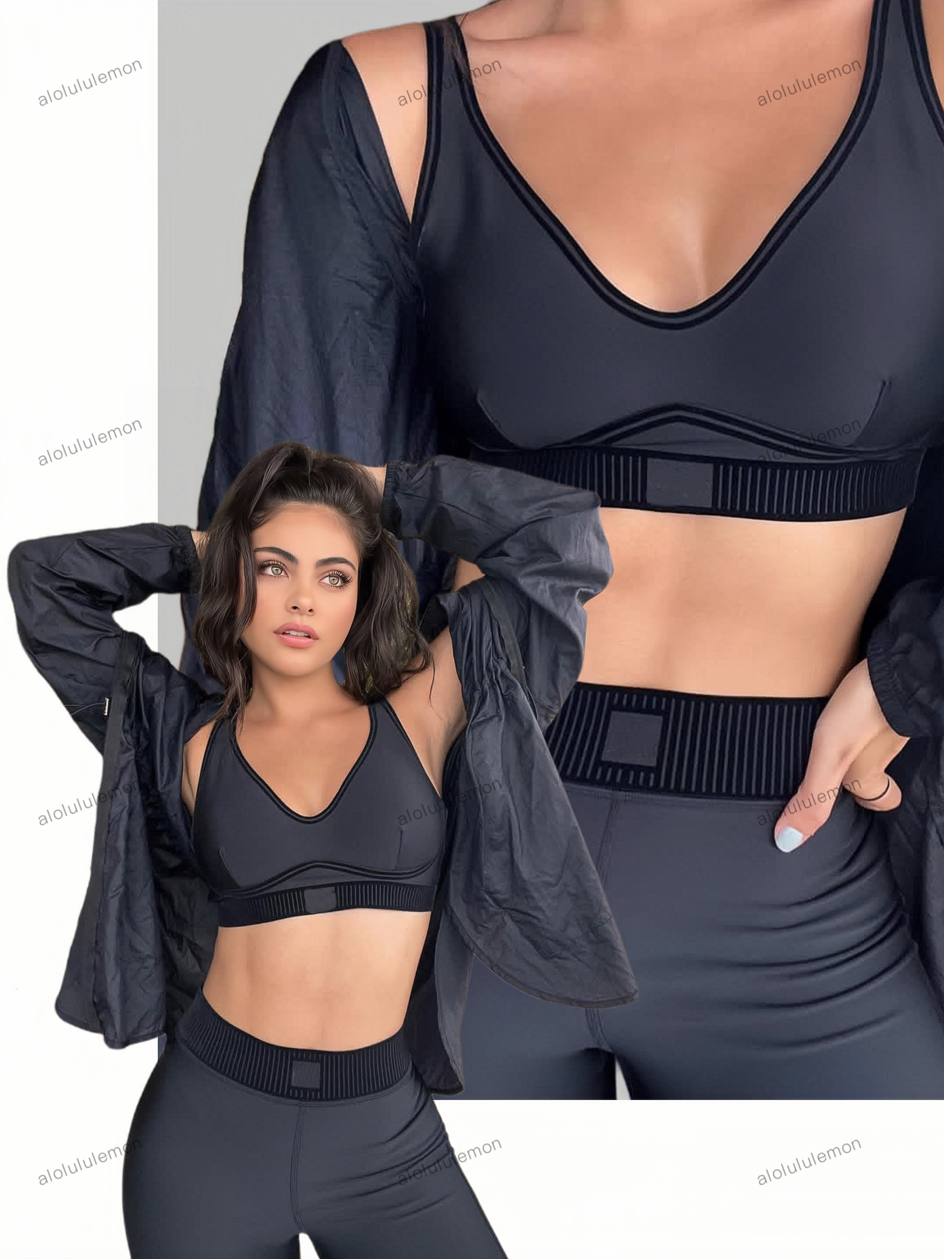 2025 5A Women's Quick-drying Sports Bra Fashion High Waist Hip bra+legging Tummy Tights Breathable Yoga Fiess Running Set aloness women clothes bra set suit