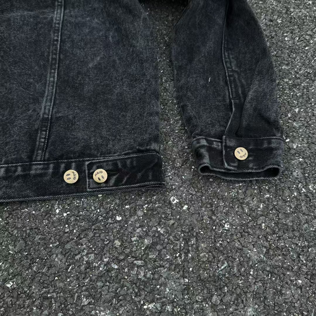 Drew House Men's Clothing autumn and winter designer American retro print loose denim jacket Smilingface