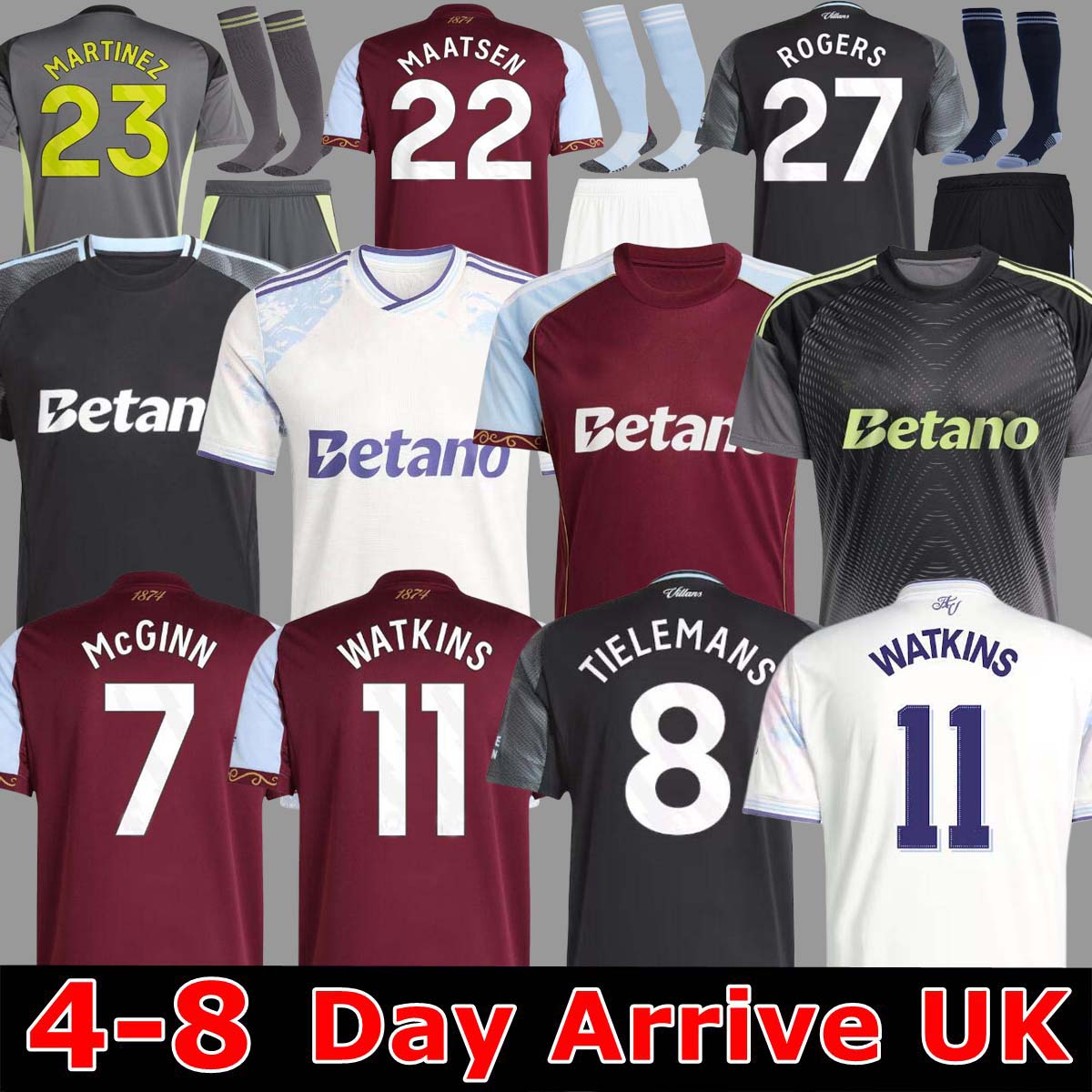 Aston 150th Anniversary kit WATKINS Vilas 25 26 Soccer Jerseys ONANA 2025 McGINN ROGERS men kids set Third top football Shirt
